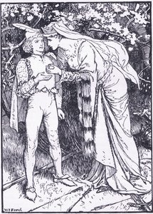 Guenevere sends her page to Lancelot for help, illustration from 