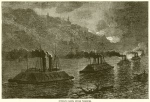 Gunboats Passing Before Vicksburg by English School