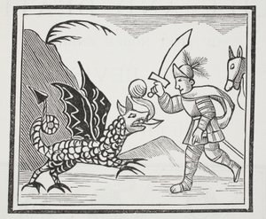Guy and the Northumbrian Dragon, illustration from Chap-books of the Eighteenth Century by John Ashton, pub. 1882 by English School