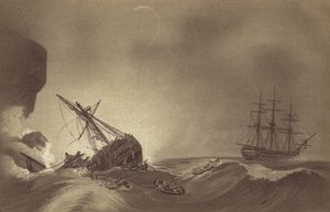 HMS Impetueux, commanded by Captain Thomas Byam Martin, rescuing the crew of HMS Venerable, under the command of Captain J Hunter, wrecked in Torbay, Devon, 24 November 1804 by English School