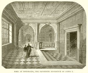 Hall at Theobalds, the Favourite Residence of James I by English School
