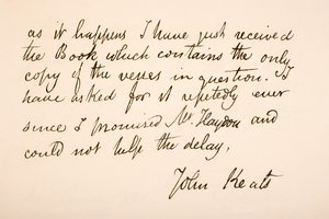 Handwriting and Signature of John Keats