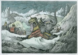 Hannibal (247-c.183 BC) and His War Elephants Crossing the Alps (Later Colouration)