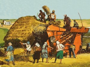 Harvesting wheat by English School