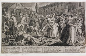 He and His Drunken Companions Raise a Riot in Covent Garden, 1735 by English School