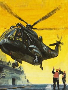 Helicopter Landing on Aircraft Carrier