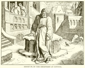 Henry IV in the Courtyard at Canossa by English School