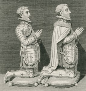 Henry Stuart, Lord Darnley and his brother Charles Stuart, Earl of Lennox, kneeling before their mother