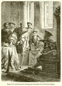 Henry VIII and His Council Ordaining the Translation of the Bible into English by English School