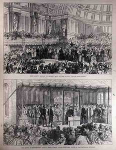 Her Majesty Opening the Queens Hall of the Peoples Palace and Laying the First Stone of the Technical Schools by English School