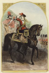 Her Majesty in Her New Military Costume at the Camp by English School