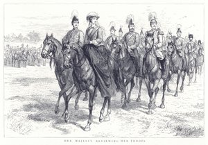 Her Majesty Reviewing Her Troops by English School
