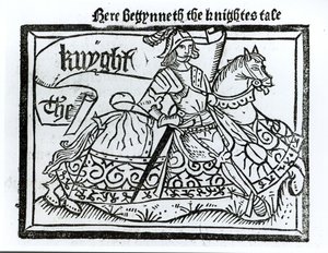 Here Begynneth the Knightes Tale, Illustration from The Canterbury Tales by Geoffrey Chaucer (c.1345-1400) Printed by William Caxton (c.1422-91) 1434 by English School