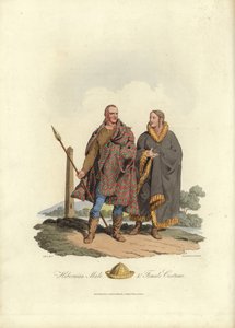 Hibernian male and female costume by English School