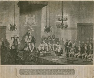 His Royal Highness the Prince Regent delivering a speech in the House of Lords by English School