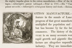Historiated Initial C, from a book on British Cotton Manufacturing by English School