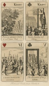 Historical playing cards relating the story of King Charles II by English School