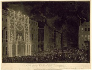 House in Portman Square of the French Ambassador, Illuminated to Celebrate the Peace, 29 April 1802 by English School