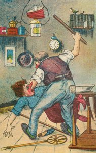 Husband Beating His Wife by English School