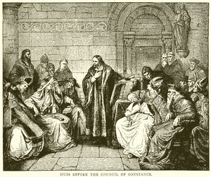 Huss before the Council of Constance by English School