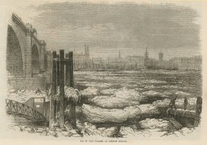 Ice in the Thames at London Bridge by English School