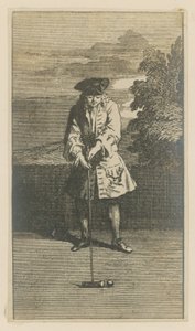 Illustration Depicting a Man Playing Croquet by English School