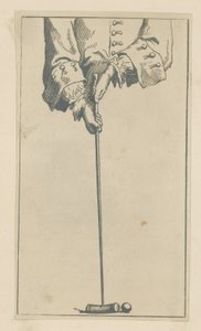 Illustration Depicting a Person Playing Croquet by English School