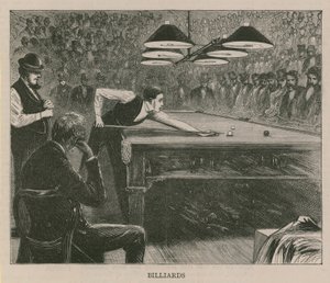 Illustration Depicting Men Playing Billiards