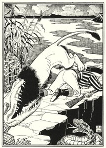 Illustration for the Adventures of Baron Munchausen by English School