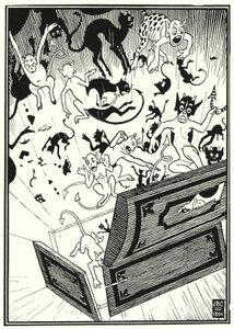Illustration for the Adventures of Baron Munchausen (engraving)