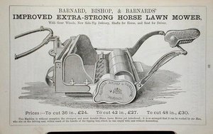 Improved Extra-Strong Horse Lawn Mower, illustration from a gardening catalogue, published by Barnard Bishop & Barnard by English School