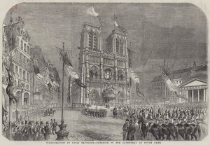 Inauguration of Louis Napoleon, Exterior of the Cathedral of Notre Dame by English School