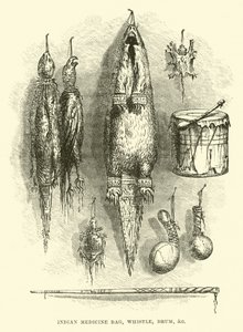 Indian Medicine Bag, Whistle, Drum, etc by English School