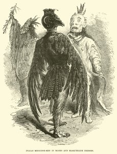 Indian medicine-men in masks and masquerade dresses by English School