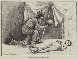 Indian Sorcerer and Child by English School
