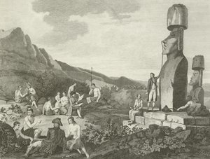 Inhabitants and monuments of Easter Island by English School