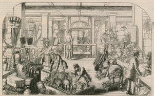 Interior of a City warehouse, London by English School