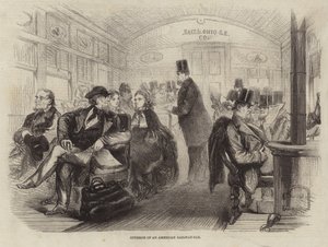 Interior of an American Railway Car by English School
