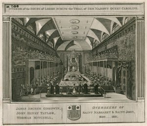 Interior of the House of Lords during the trial of Her Majesty Queen Caroline by English School
