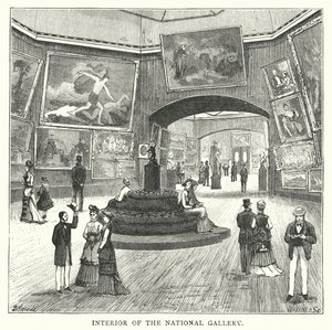 Interior of the National Gallery (engraving) by English School