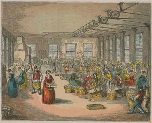 Interior View of a Textile Mill by English School