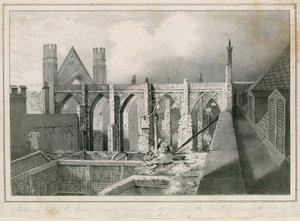 Interior View of the Houses of Lords and Commons the Day after the Fires Taken from the Top of Westminster Hall by English School