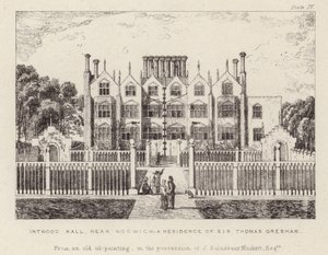 Intwood Hall, the Residence of Sir Thomas Gresham by English School