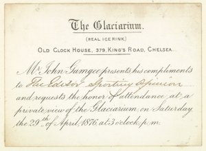 Invitation to The Glaciarium in 1876 by English School