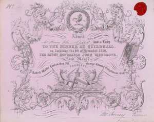 Invitation to a Banquet at the Guildhall, London, on 9 November 1850