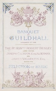 Invitation to a Banquet at the Guildhall, London, on 9 November 1869