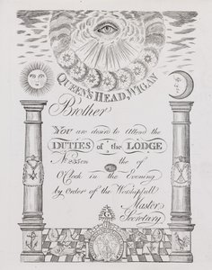 Invitation to attend a Masonic lodge meeting in Wigan