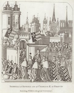 Isabella of Bavaria, Wife of Charles King of France entering Paris with Great Ceremony by English School