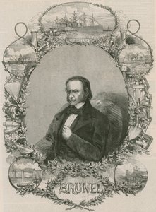 Isambard Kingdom Brunel Surrounded by Some of His Achievements