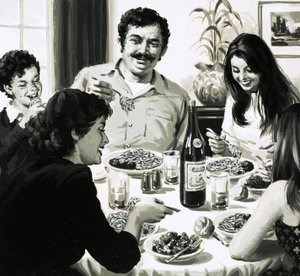 Italian Family Eating Spaghetti for Dinner by English School